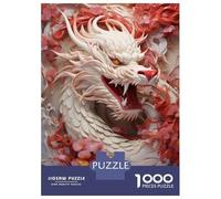 Jigsaw Puzzles for Adults 1000 Fierce Dragon Red Flowers Adult Jigsaw Puzzle Toy Wall Decor Difficult Challenge Educational Challenge 70x50cm/1000pcs