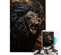 Jigsaw Puzzles for Adults 1000 Fierce Lion King Educational Games Learning Educational Toys Art Work Gifts Family Activities (Size 38x52cm)