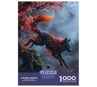 Jigsaw Puzzles for Adults 1000 Fiery Fox Leaping Through Cherry Blossoms Adult Jigsaw Puzzle Toy Wall Decor Difficult Challenge Educational Challenge 52x38cm/1000pcs