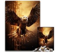 Jigsaw Puzzles for Adults 1000 Fire Flames Bald Eagle USAPaper Jigsaw Puzzles for Adults Interactive Family Game Brain Challenge Educational Toy 1000 PCS(38x26cm)