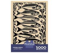 Jigsaw Puzzles for Adults 1000 Fish Illustration with Floral Border Puzzle for Adults Relaxing Games But Fun And Humorous Challenging To Complete 38x26cm/1000pcs