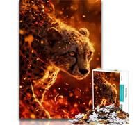 Jigsaw Puzzles for Adults 1000 Flame Leopard Teenager Puzzles,family Fun Games Is Ideal As A Gift for The Whole Family (size 38x26cm)