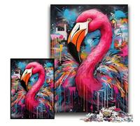 Jigsaw Puzzles for Adults 1000 Flamingo Graffiti Jigsaw Puzzle 1000 Pieces Challenging Brain Teaser for Teenagers, Perfect for Home Decor Or Gift Size 26x38cm