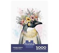 Jigsaw Puzzles for Adults 1000 Floral Emperor Penguin Art Adult Jigsaw Puzzle Toy Wall Decor Difficult Challenge Educational Challenge 38x26cm/1000pcs