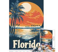 Jigsaw Puzzles for Adults 1000 Florida Sunset Landscape Poster Toy Wall Decor Secret Santa Gifts Relaxing Games Artists' Collection, Fine Arts Size 50x75cm