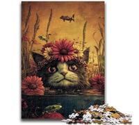 Jigsaw Puzzles for Adults 1000 Flowers And Cats for Age 14+ Brain Teaser Game Best Gift for Adults And Teenagers 26x38cm