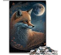 Jigsaw Puzzles for Adults 1000 Fox on The Moon Made of Wood, Making It A Great Gift for Family Fun 50x75cm for Home Decor, Brain Training