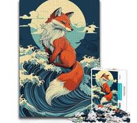 Jigsaw Puzzles for Adults 1000 Fox on The Waves Educational Family Game Family Activities Birthday Gifts (38x52cm)