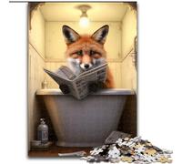 Jigsaw Puzzles for Adults 1000 Fox Reading Newspaper Made of Wood, Making It A Great Gift for Family Fun 50x75cm Challenging Brain Teaser - Relaxing Toy for Teenagers