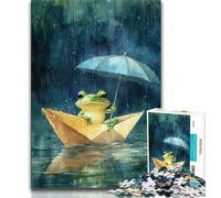 Jigsaw Puzzles for Adults 1000 Frog Riding Paper Boat,Help The Brain Exercise Addictive Toys to Cultivate Patience Artists Collection,Fine Art (38x26cm)