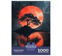 Jigsaw Puzzles for Adults 1000 Full Moon Tree Silhouette Print Jigsaw for Adults Relaxing Games Pattern Assembly Gifts for Friends And Family 38x26cm/1000pcs