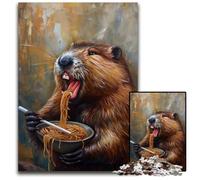 Jigsaw Puzzles for Adults 1000 Funny Beaver Ramen Noodles Difficult Puzzles for Adults for Teenagers Couples And Friends for Birthdays Christmas 1000 PCS(38x26cm)