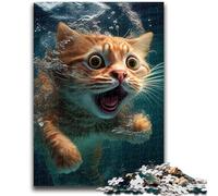Jigsaw Puzzles for Adults 1000 Funny Cat Underwater Shock Educational Game Challenge Toy Wall Decoration Unique Birthday And Xmas Gifts 38x26cm