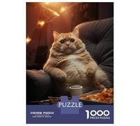 Jigsaw Puzzles for Adults 1000 Funny Fat Cat Food Chill Puzzles for Adults DIY Toys Pattern Assembly Gifts for Friends And Family 70x50cm/1000pcs