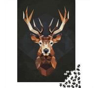 Jigsaw Puzzles for Adults 1000 Geometric Deer Head Wall Art Print Adult Jigsaw Brain Teaser Game Analysis And Logic Challenging To Complete 70x50cm/1000pcs