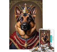 Jigsaw Puzzles for Adults 1000 German Shepherd King Challenging To Complete Learning Educational DIY Toys for 14+ Puzzle Game Offered (38x52cm)