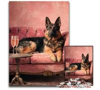 Jigsaw Puzzles for Adults 1000 German Shepherd on The Sofa Cardboard Jigsaw Puzzles Educational Games Stress Relieving, Home Decoration Toys for Age 14 26X38CM