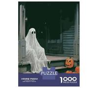 Jigsaw Puzzles for Adults 1000 Ghost And Pumpkins on Porch Puzzle for Adults Anti-Stress Toys Improve Memory Gifts for Friends And Family 70x50cm/1000pcs