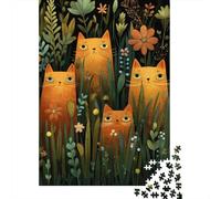 Jigsaw Puzzles for Adults 1000 Ginger Cats in Garden Adult Jigsaw Brain Teaser Game Analysis And Logic Challenging To Complete 52x38cm/1000pcs