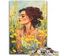 Jigsaw Puzzles for Adults 1000 Girl in Wildflowers Summer Adult Puzzles,Toys Educational Games Stress Relieving Unique Birthday And Gifts (38x26cm)