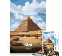 Jigsaw Puzzles for Adults 1000 Giza Pyramid Illustration Premium Edge Art Cognitive Skill Toy Casual Play Game Birthday Fun Play (38x26cm)