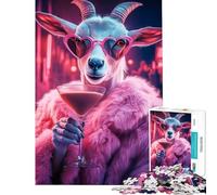 Jigsaw Puzzles for Adults 1000 Glamorous Goat with Cocktail Fun Activities at Home A Work of Art Relaxing Games Suitable for People Aged 14 And Above (38x26cm)