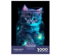 Jigsaw Puzzles for Adults 1000 Glass Jar with Cute Kitten Jigsaws for Adults Relaxing Games Stress Reliever Challenging To Complete 70x50cm/1000pcs