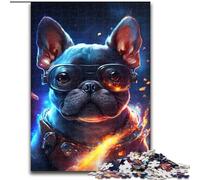 Jigsaw Puzzles for Adults 1000 Glasses French Bulldog Jigsaw Puzzle Made of cardboard,Perfect for Halloween, Christmas, Birthday Gift 1000pcs(26x38cm)