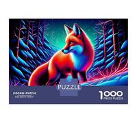 Jigsaw Puzzles for Adults 1000 Glowing Fox Forest Art Print Jigsaws for Adults Relaxing Games Stress Reliever Challenging To Complete 38x26cm/1000pcs