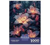 Jigsaw Puzzles for Adults 1000 Glowing Lilies in The Night Jigsaw for Adults Relaxing Games Pattern Assembly Gifts for Friends And Family 52x38cm/1000pcs