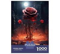 Jigsaw Puzzles for Adults 1000 Glowing Red Rose Fantasy Artwork Jigsaw for Adults Relaxing Games Presents for Women Challenging To Complete 38x26cm/1000pcs