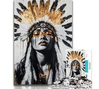 Jigsaw Puzzles for Adults 1000 Golden Indian Princess Teenager Puzzles,Challenging Game for Is Ideal As A Gift for The Whole Family 38x26cm