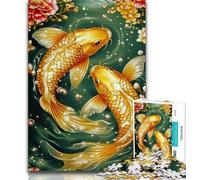 Jigsaw Puzzles for Adults 1000 Golden Koi,Help The Brain Exercise Addictive Toys to Cultivate Patience Artists Collection,Fine Art (38x26cm)