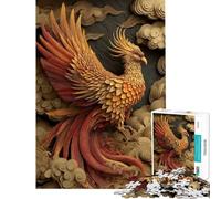 Jigsaw Puzzles for Adults 1000 Golden Phoenix Rising Amidst Clouds Adult Puzzles Hands-on Game Staycation Kill Time Birthday Present, Gifts, (Size 38x26cm)