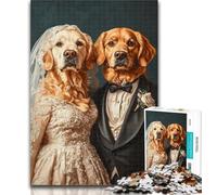 Jigsaw Puzzles for Adults 1000 Golden Retriever Couple Adult Jigsaw,Fun Games Every Piece Is Unique - Challenging Family Fun Game 50x75cm