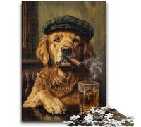 Jigsaw Puzzles for Adults 1000 Golden Retriever Smoking Teenager Jigsaw,Challenging Game Toys Wall Decoration Unique Birthday And Xmas Gifts (38x26cm)