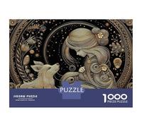 Jigsaw Puzzles for Adults 1000 Golden Thread Woman And Fox Adult Jigsaw Puzzle Toy Wall Decor Difficult Challenge Educational Challenge 38x26cm/1000pcs