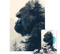 Jigsaw Puzzles for Adults 1000 Gorilla Double Exposure Relaxing Games Brain Intelligence Challenge Addictive Toys Great Gifts Family Activities (Size 38x26cm)