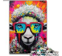 Jigsaw Puzzles for Adults 1000 Graffiti Painting Sheep Made of Wood, Perfect for Birthday, Christmas 50x75cm Birthday Party for Men Women