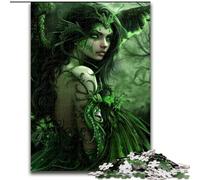 Jigsaw Puzzles for Adults 1000 Green Lady Demon with Wings, Suitable for People Aged 14 And Above Challenging To Complete But Fun And Humorous Great Gift (Size 50x75cm)