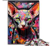 Jigsaw Puzzles for Adults 1000 Hairless Cat Graffiti Jigsaw Puzzles for Adults Home Decor Brain Teaser Game for Teenagers & Family Interaction size : 38x26cm