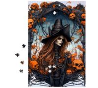 Jigsaw Puzzles for Adults 1000 Halloween Skull and Witch Puzzle for Adults Family Fun Activity Jigsaw Puzzles 1000 Pieces Challenging Jigsaws Game Puzzle Gifts Home Decoration