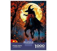 Jigsaw Puzzles for Adults 1000 Halloween Witch on Horse-2 Jigsaw for Adults Relaxing Games Presents for Women Challenging To Complete 52x38cm/1000pcs