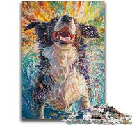 Jigsaw Puzzles for Adults 1000 Happy Border Collie Puzzles,Family Game Stress Reliever Difficult Challenge Suitable for Couples (26x38cm)