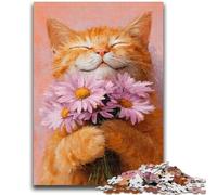 Jigsaw Puzzles for Adults 1000 Happy Orange Cat Teenager Jigsaw,Challenging Game Toys Wall Decoration Unique Birthday And Xmas Gifts (38x26cm)