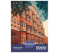 Jigsaw Puzzles for Adults 1000 Hawa Mahal, Jaipur India Illustration Puzzle for Adults Relaxing Games But Fun And Humorous Challenging To Complete 38x26cm/1000pcs