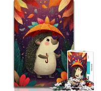Jigsaw Puzzles for Adults 1000 Hedgehog Holding An Umbrella 1000 Pieces for Adults,Learning Educational Toys Family Games Gifts for Friends And Family (size 38x26cm)