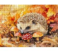 Jigsaw Puzzles for Adults 1000 hedgehog mushroom, Challenging Difficult Puzzle Wooden, 1000 Piece Jigsaw Puzzles for Adults Educational Game Decompression,Large Size Wall Art 29.5 x 19.7 inches w0-112
