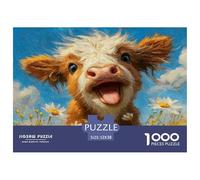 Jigsaw Puzzles for Adults 1000 - Highland Cow Art Artistic Animals, Impossible Puzzle Educational Games Challenging, Beautiful Decoration, for Adults & Age 14 Years Up 52x38cm/1000pcs