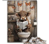 Jigsaw Puzzles for Adults 1000 Highland Cow in The Bathroom 1000 Pieces Puzzles for Adults Family Interactive Game, Brain Challenge Gift (Size 50x75cm)